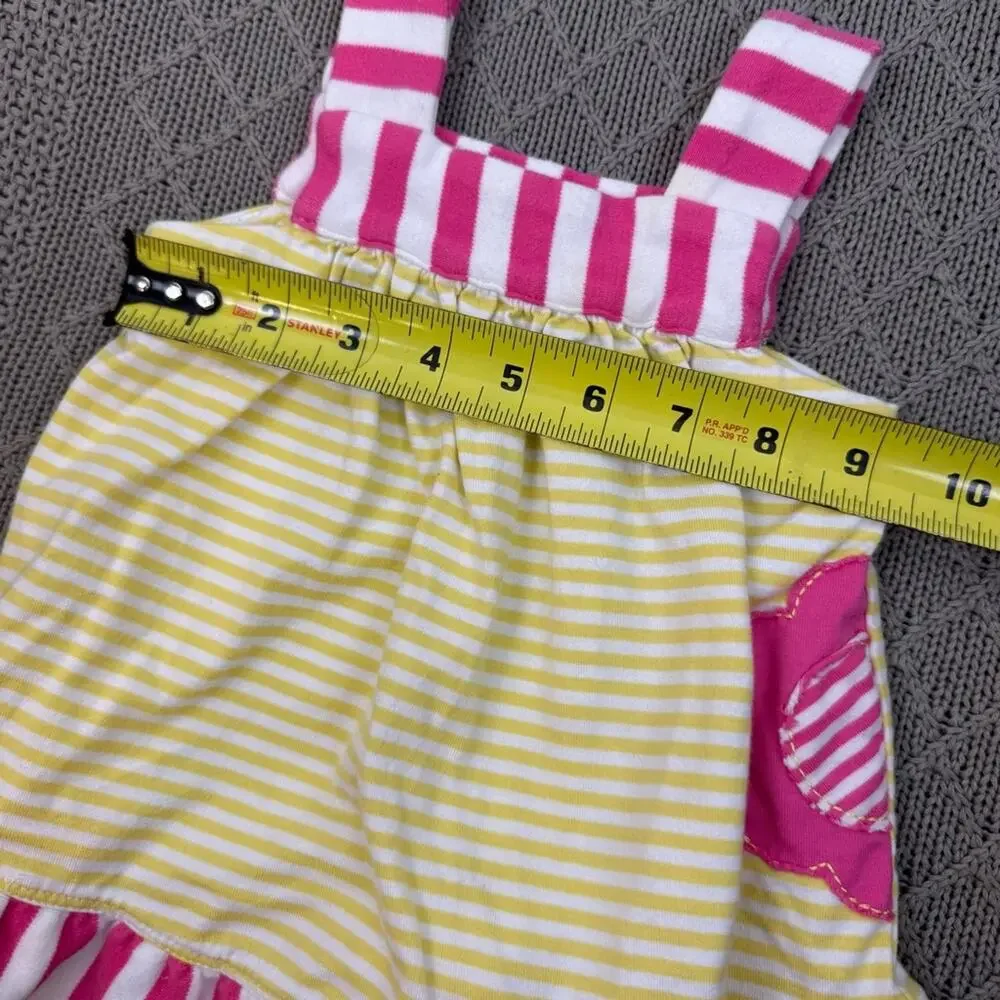 Hanna Andersson Sunny Dress Sunshower ~ Pink and Yellow Striped Dress ~ 3/6M